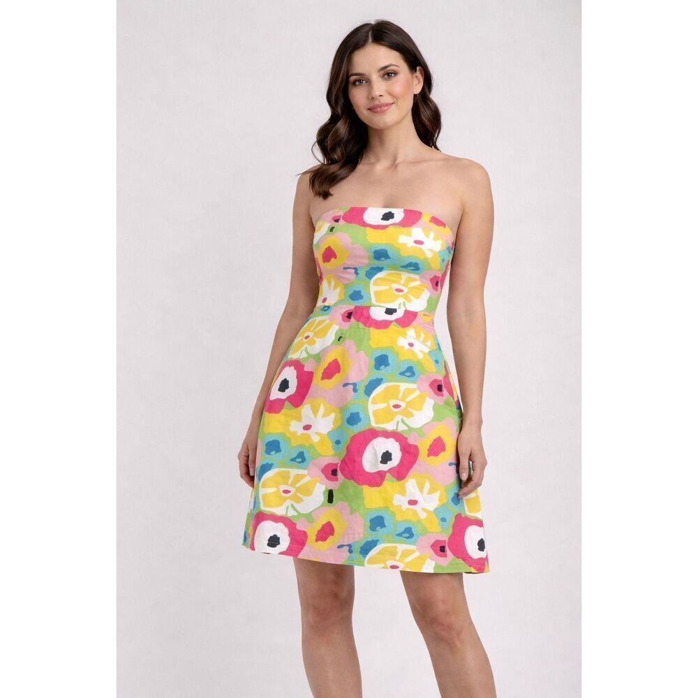 Emma Tricot Strapless Floral Dress Size 12 Colorful Boho Resort